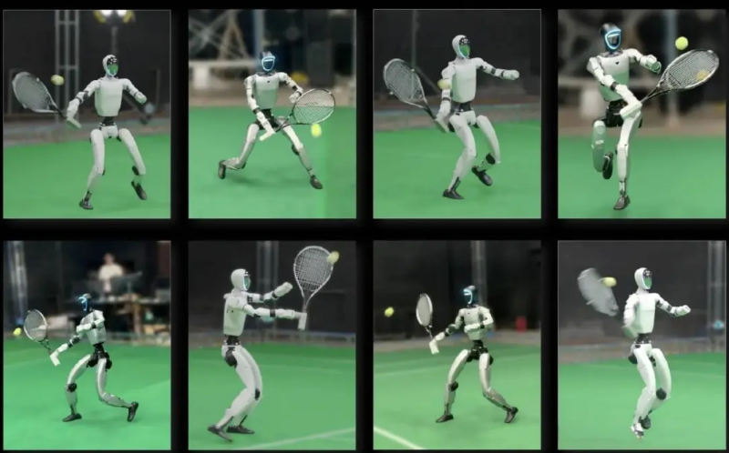 人形机器人打网球动作